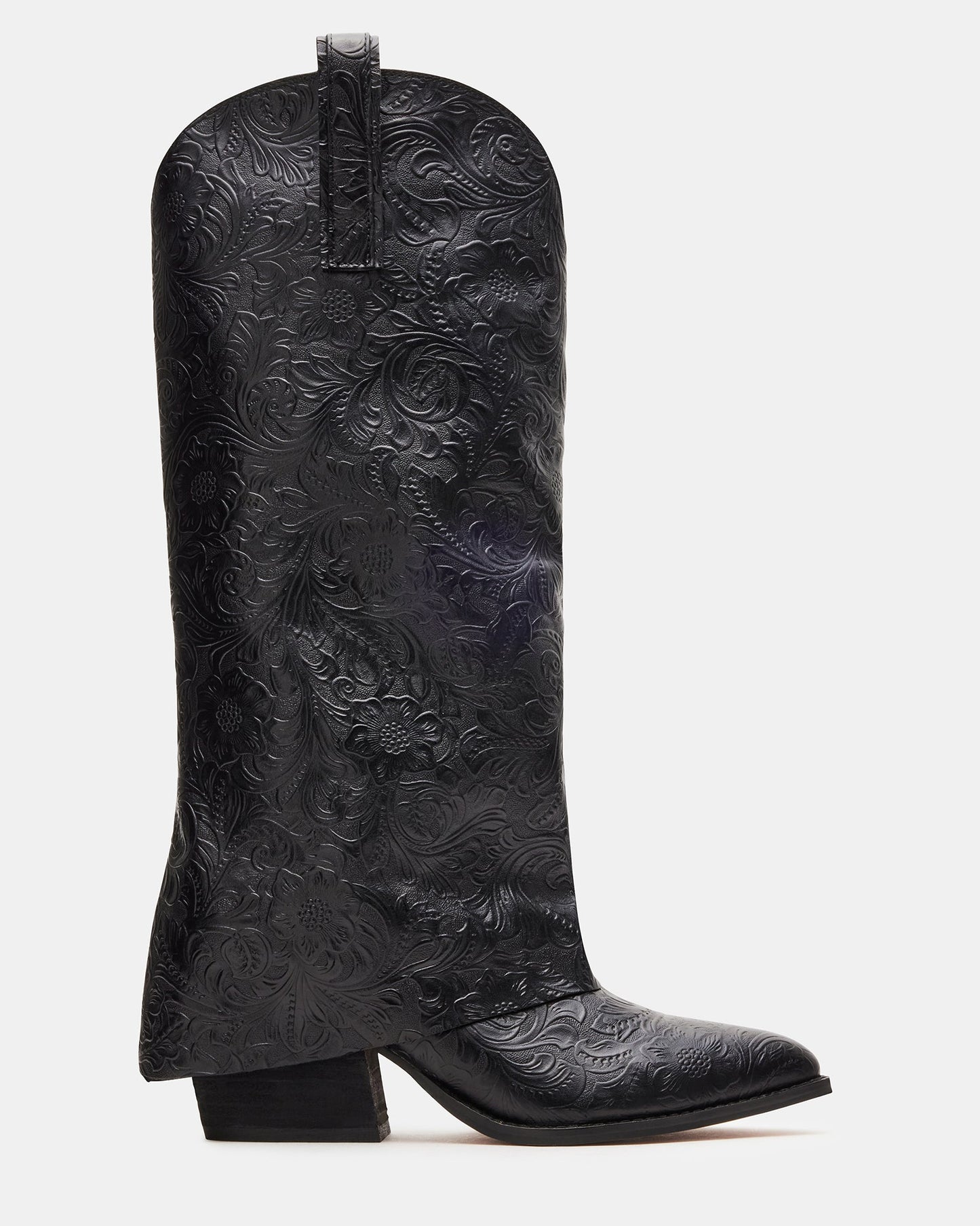 SORVINO EMBOSSED BLACK LEATHER